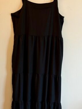 Black Tiered Adjustable Suspender Strap Dress